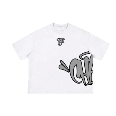 Street Script Tee - White/Gray