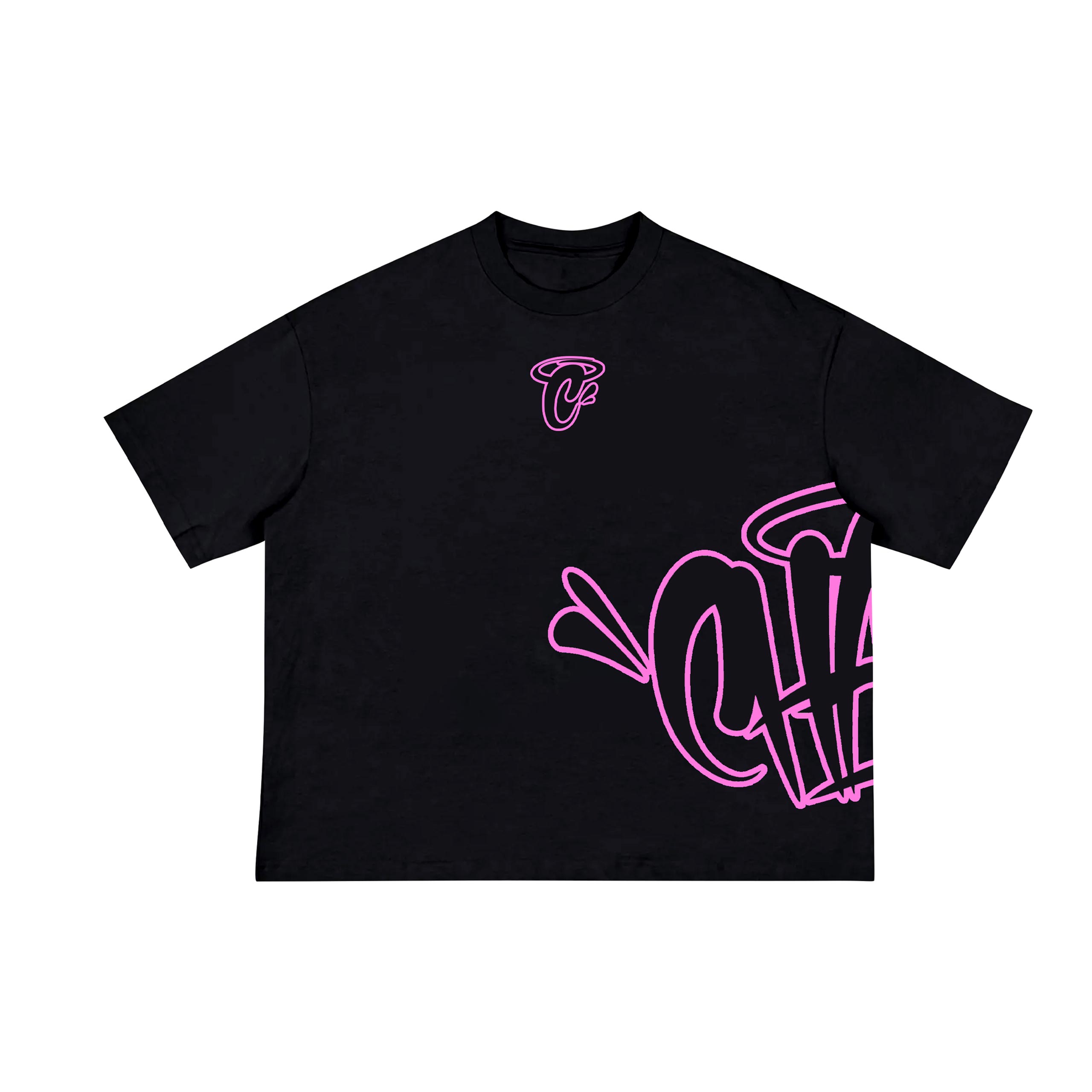 Street Script Tee – Black/Pink